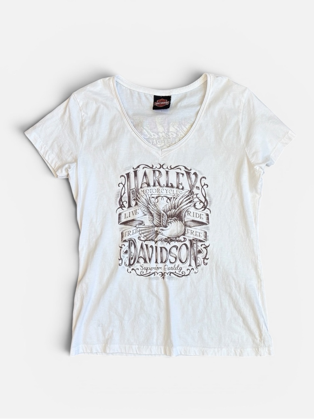 Harley Davidson Chandler Arizona White Eagle Graphic Rhinestone Tee Womens L